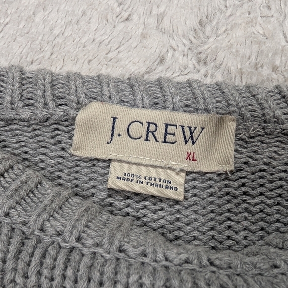 Vintage J. Crew Sweater Mens XL Gray Cotton Heavy Knit Boat Neck Fisherman - Picture 7 of 8